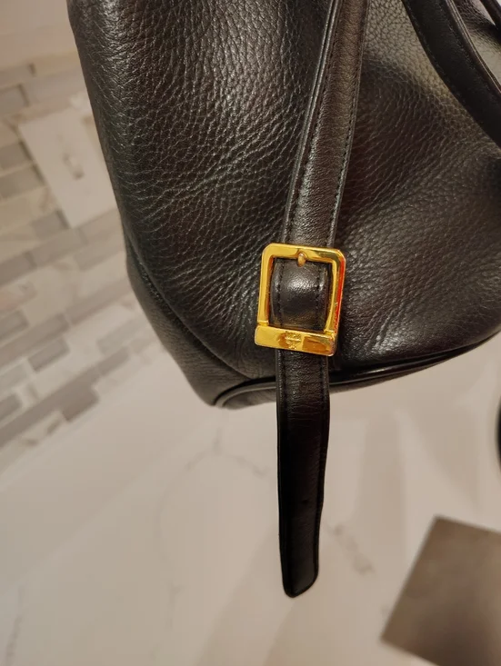 MCM Black Leather Visetos Logo Backpack with Gold Hardware - Picture 4 of 15